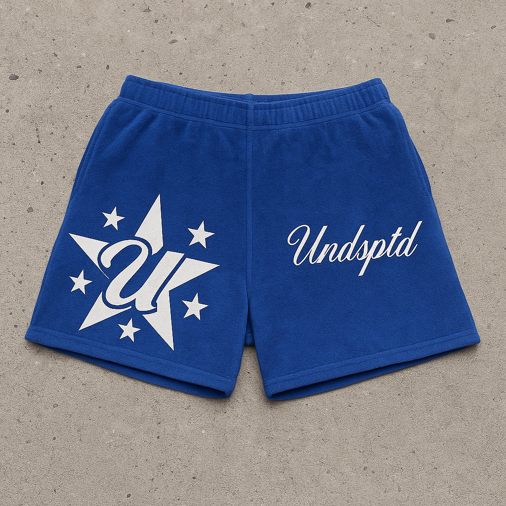 Blue Undsptd Fuzzy Shorts