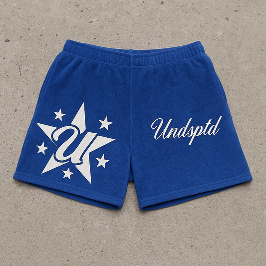 Blue Undsptd Fuzzy Shorts
